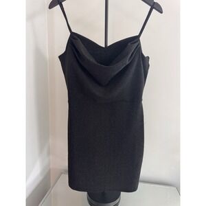GUESS Black Shimmer‎ Mini Dress Cowl Neck Bodycon Party Women's L Y2K